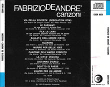 Carica l'immagine nel visualizzatore di Gallery, Fabrizio De André : Canzoni (CD, Album, RE)