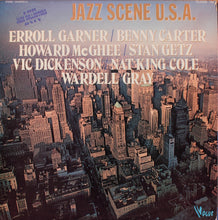 Carica l'immagine nel visualizzatore di Gallery, Erroll Garner / Benny Carter / Howard McGhee / Stan Getz / Vic Dickenson / Nat King Cole / Wardell Gray : Jazz Scene U.S.A. (LP, Comp)