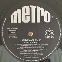 Carica l'immagine nel visualizzatore di Gallery, Johnny Hodges, Earl Hines : Stride Right - Verve Jazz No. 15 (LP, Album)