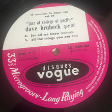 Carica l'immagine nel visualizzatore di Gallery, The Dave Brubeck Quartet With Paul Desmond : In Concert "Jazz At College Of Pacific" (LP, Album)
