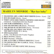 Carica l'immagine nel visualizzatore di Gallery, Marilyn Monroe : "Bye Bye Baby" (CD, Comp)
