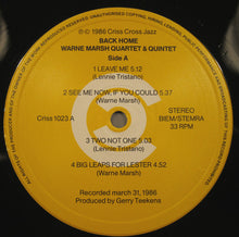 Carica l'immagine nel visualizzatore di Gallery, Warne Marsh Quartet & Warne Marsh Quintet : Back Home (LP, Album)