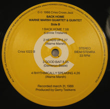 Carica l'immagine nel visualizzatore di Gallery, Warne Marsh Quartet & Warne Marsh Quintet : Back Home (LP, Album)