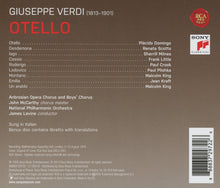 Carica l'immagine nel visualizzatore di Gallery, Giuseppe Verdi, Placido Domingo, Renata Scotto, Sherrill Milnes, Frank Little, Paul Crook (2), Paul Plishka, Malcolm King, Jean Kraft (2), National Philharmonic Orchestra, James Levine (2), John McCarthy : Verdi Otello (Box, RE + 3xCD)