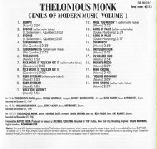 Carica l'immagine nel visualizzatore di Gallery, Thelonious Monk : Genius Of Modern Music Volume 1 (CD, Comp, RE)