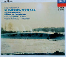 Carica l'immagine nel visualizzatore di Gallery, Sergei Vasilyevich Rachmaninoff, London Symphony Orchestra, Vladimir Ashkenazy, André Previn : Klavierkonzerte 1 & 4 - Paganini Rhapsodie - Fantasie Für Zwei Klaviere (2xCD, Comp)