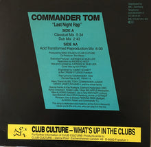 Carica l'immagine nel visualizzatore di Gallery, Commander Tom : Last Night Rap (12")