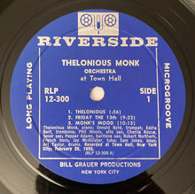 Carica l'immagine nel visualizzatore di Gallery, The Thelonious Monk Orchestra : At Town Hall (LP, Album, Mono)