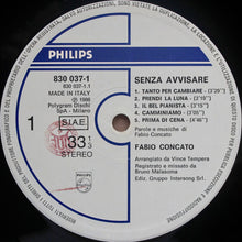 Carica l'immagine nel visualizzatore di Gallery, Fabio Concato : Senza Avvisare (LP, Album)