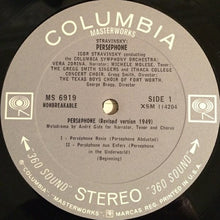 Carica l'immagine nel visualizzatore di Gallery, Igor Stravinsky, Vera Zorina, Michele Molese, Columbia Symphony Orchestra, Ithaca College Concert Choir, Texas Boys' Choir, Gregg Smith Singers : Stravinsky Conducts Perséphone (LP, Album)