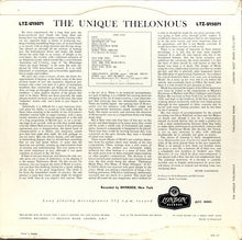 Carica l'immagine nel visualizzatore di Gallery, Thelonious Monk : The Unique Thelonious (LP, Album, Mono)