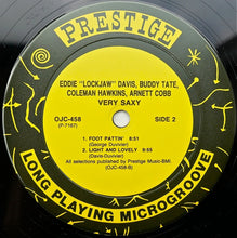 Carica l'immagine nel visualizzatore di Gallery, Eddie "Lockjaw" Davis - Buddy Tate - Coleman Hawkins - Arnett Cobb : Very Saxy (LP, Album, RE, RM)