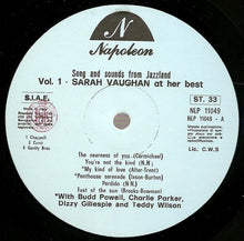 Carica l'immagine nel visualizzatore di Gallery, Sarah Vaughan : Sarah Vaughan At Her Best - Songs And Sounds From Jazzland Vol.1 (LP, Comp)