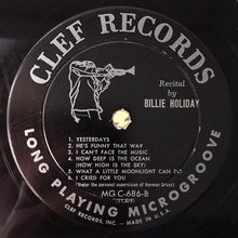 Carica l'immagine nel visualizzatore di Gallery, Billie Holiday : Recital By Billie Holiday (LP, Comp, Mono)
