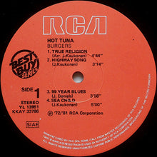 Carica l'immagine nel visualizzatore di Gallery, Hot Tuna : Burgers (LP, Album, RE)