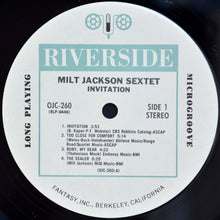 Carica l'immagine nel visualizzatore di Gallery, Milt Jackson Sextet : Invitation (LP, Album, RE)