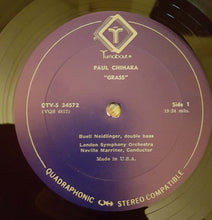 Carica l'immagine nel visualizzatore di Gallery, Paul Chihara - Buell Neidlinger, London Symphony Orchestra, Sir Neville Marriner : Grass (Concerto For Double Bass And Orchestra) / Ceremony I / Ceremony III (LP, Quad)