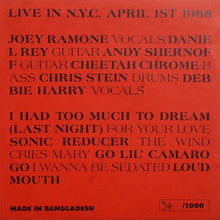 Carica l'immagine nel visualizzatore di Gallery, Joey Ramone : Joey & Friends Live In N.Y.C. April 1st 1988 (7", Ltd, Num, Unofficial, Red)
