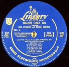 Carica l'immagine nel visualizzatore di Gallery, Bill Perkins, Richie Kamuca With Pete Jolly, Stan Levey, Red Mitchell : Tenors Head-On (LP, Album, Mono)