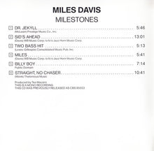 Carica l'immagine nel visualizzatore di Gallery, Miles Davis : Milestones (CD, Album, RE, RM, RP)