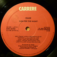 Carica l'immagine nel visualizzatore di Gallery, Rage (9) : Run For The Night (LP, Album)