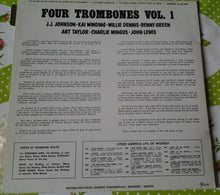Carica l'immagine nel visualizzatore di Gallery, The Four Trombones - J.J. Johnson, Kai Winding, Bennie Green, Willie Dennis, Charles Mingus, John Lewis (2) : Four Trombones Vol. 1 (LP, Album)