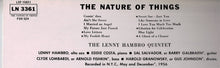 Carica l'immagine nel visualizzatore di Gallery, The Lenny Hambro Quintet featuring Eddie Costa ○ Sal Salvador ○ Barry Galbraith : The Nature Of Things (LP, Album, RE)