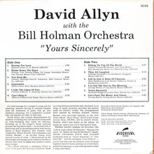 Carica l'immagine nel visualizzatore di Gallery, David Allyn With The Bill Holman And His Orchestra : Yours Sincerely (LP, Album, RE)