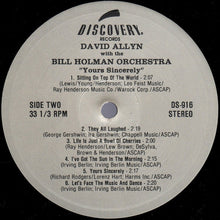 Carica l'immagine nel visualizzatore di Gallery, David Allyn With The Bill Holman And His Orchestra : Yours Sincerely (LP, Album, RE)