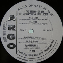 Carica l'immagine nel visualizzatore di Gallery, The Metropolitan Jazz Octet : The Legend Of Bix (LP, Album, Mono)