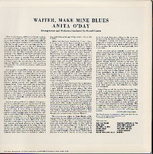 Carica l'immagine nel visualizzatore di Gallery, Anita O'Day : Waiter, Make Mine Blues (LP, Album, RE)