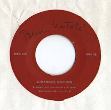 Carica l'immagine nel visualizzatore di Gallery, Johannes Brahms, Lodovico E Franca Lessona : 4 Valzer Per Pianoforte A 4 Mani Dall'Opera 39  (7", EP)