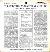 Carica l'immagine nel visualizzatore di Gallery, The Modern Jazz Quartet Guest Artist: Jimmy Giuffre : The Modern Jazz Quartet At Music Inn (LP, Album, Mono, RE)