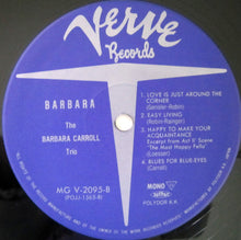 Carica l'immagine nel visualizzatore di Gallery, Barbara Carroll Trio : Barbara (LP, Album, Mono, RE)