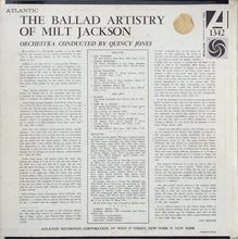 Carica l'immagine nel visualizzatore di Gallery, Milt Jackson : The Ballad Artistry Of Milt Jackson (LP, Album, Mono)