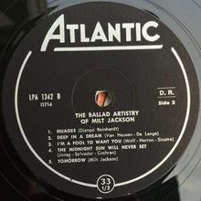 Carica l'immagine nel visualizzatore di Gallery, Milt Jackson : The Ballad Artistry Of Milt Jackson (LP, Album, Mono)