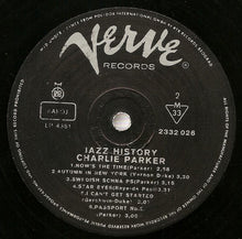 Carica l'immagine nel visualizzatore di Gallery, Charlie Parker : Jazz-History (LP, Comp, RE, RP)