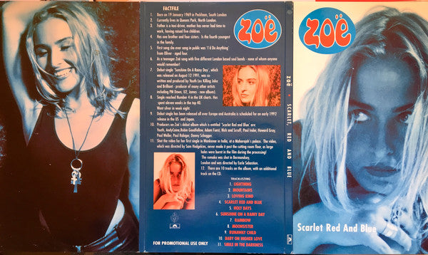 Zoë : Scarlet Red And Blue (CD, Album, Promo)