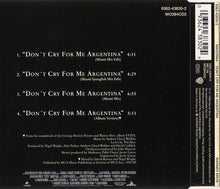 Carica l'immagine nel visualizzatore di Gallery, Madonna : Don't Cry For Me Argentina (CD, Single, CD2)
