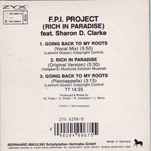 Carica l'immagine nel visualizzatore di Gallery, F.P.I. Project* Feat. Sharon D. Clarke* : Going Back To My Roots / Rich In Paradise (The Vocal Mix) (CD, Mini, Maxi)
