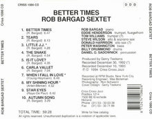Carica l&#39;immagine nel visualizzatore di Gallery, Rob Bargad Sextet : Better Times (CD, Album)
