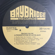 Carica l&#39;immagine nel visualizzatore di Gallery, Conte Candoli, Jack Costanzo, Chuck Flores, Russ Freeman, Mike Pacheco, Art Pepper, Bill Perkins, Ben Tucker : Mucho Calor (Much Heat) (LP, Album, RE)
