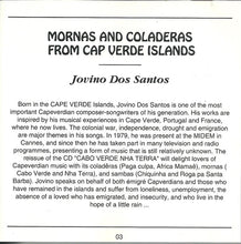 Carica l&#39;immagine nel visualizzatore di Gallery, Jovino Dos Santos : Mornas Et Coladeras Du Cap Vert - Mornas And Coladeras From The Cape Verde Islands (CD, Album)
