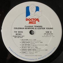 Carica l&#39;immagine nel visualizzatore di Gallery, Coleman Hawkins / Lester Young : Classic Tenors (LP, Comp, Mono, Promo, RE)
