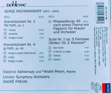 Carica l&#39;immagine nel visualizzatore di Gallery, Sergei Vasilyevich Rachmaninoff, London Symphony Orchestra, Vladimir Ashkenazy, André Previn : Klavierkonzerte 1 &amp; 4 - Paganini Rhapsodie - Fantasie Für Zwei Klaviere (2xCD, Comp)
