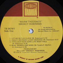 Carica l&#39;immagine nel visualizzatore di Gallery, Smokey Robinson : Warm Thoughts (LP, Album, Sup)
