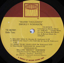 Carica l&#39;immagine nel visualizzatore di Gallery, Smokey Robinson : Warm Thoughts (LP, Album, Sup)
