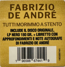 Carica l'immagine nel visualizzatore di Gallery, Fabrizio De André : Tutti Morimmo A Stento (LP, Album, RE, 180)
