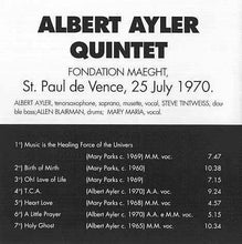 Carica l&#39;immagine nel visualizzatore di Gallery, Albert Ayler Quintet : 1970 - Live (CD, Album)
