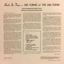 Carica l&#39;immagine nel visualizzatore di Gallery, Mel Tormé With The Mel-Tones : Back In Town (LP, Album, RE)
